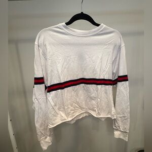 John Galt Cropped long sleeve white t shirt